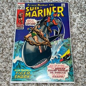 VINTAGE 1970 MARVEL SUB-MARINER Tiger Shark App Silver Bronze Age Comic #24